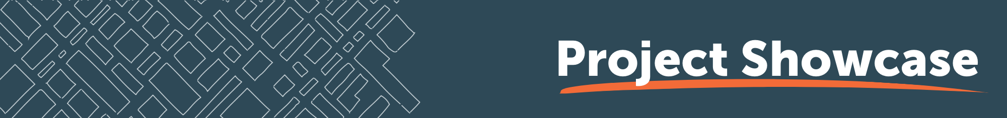 Banner with white text on blue background reading "project showcase"